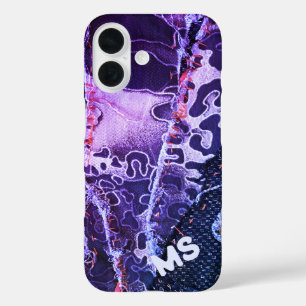 Coques iPhone 16 Monogramme poster de animal léopard rose violet gi