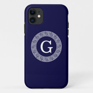 Coques Pour iPhone Monogramme principal grec blanc d'initiale de