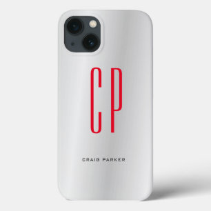 Case-Mate iPhone Case Monogramme professionnel moderne Silver Gris Rouge