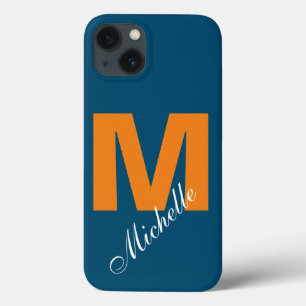 Case-Mate iPhone Case Monogramme Propre Nom Initiale Moderne Océan Bleu