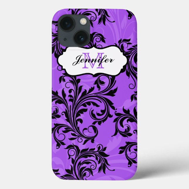 Coques Case-Mate iPhone Monogramme Purple Black Scrolls Swirls iPad 2/3/4 (Verso)