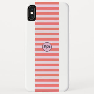 Case-Mate iPhone Case Monogramme rayé corail rouge et rose moderne