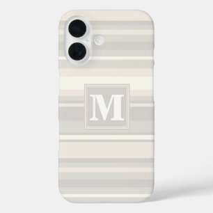 Coques iPhone 16 Monogramme rayures beiges