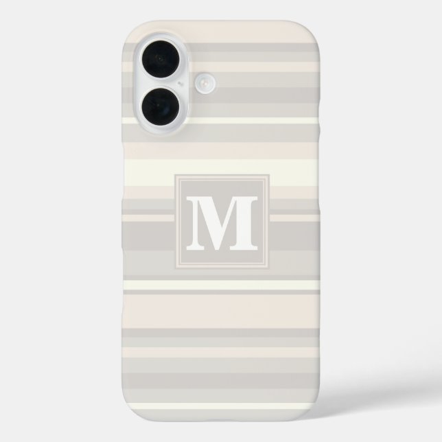 Coques Case-Mate iPhone Monogramme rayures beiges (Verso)