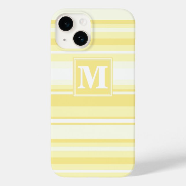 Coques Case-Mate iPhone Monogramme rayures jaunes citron (Verso)