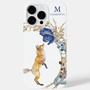 Coque Pour Pour iPhone 14 Pro Max Monogramme Renard de la Forêt Tropicale Floral Aqu