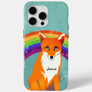 Coque iPhone 15 Pro Max Monogramme Retro Fox Art Aqua tons de terre