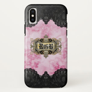 Case-Mate iPhone Case Monogramme romantique élégant en marbre rose