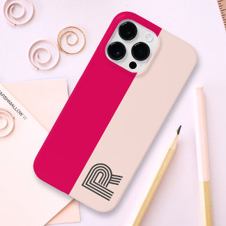 Coque Pour Pour iPhone 14 Pro Max Monogramme Rose à deux couleurs minimum
