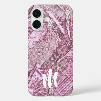 Coques iPhone 16 Monogramme Rose Abstrait