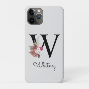 Case-Mate iPhone Case Monogramme Rose Bohème Féminin Floral Initiale W