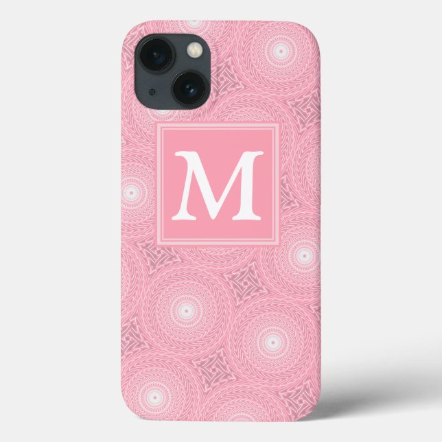 Coques Case-Mate iPhone Monogramme rose cercles motif Coque-Mate iPhone ca (Verso)
