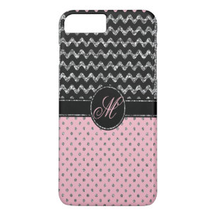 Coque iPhone 8 Plus/7 Plus Monogramme rose de Chevron de parties