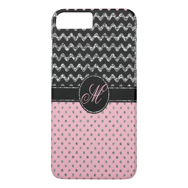 Coques Case-Mate iPhone Monogramme rose de Chevron de parties (Dos)