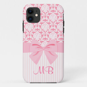 Etui iPhone Case-Mate Monogramme rose élégant Girly d'arc d'enveloppe