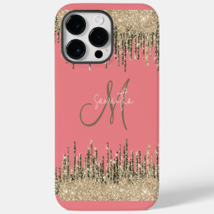 Coque Pour Pour iPhone 14 Pro Max Monogramme rose et doré