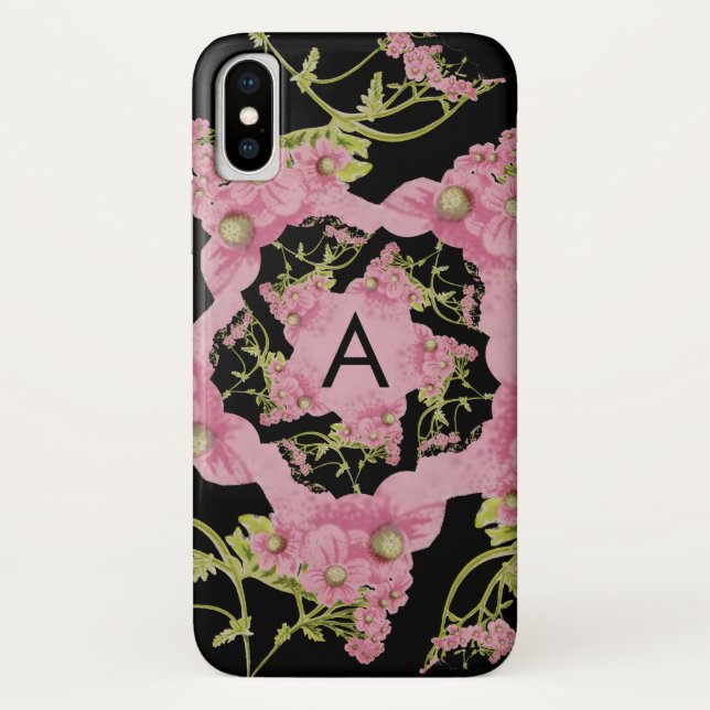 Coques Case-Mate iPhone Monogramme rose et noir d'Achille (Dos)