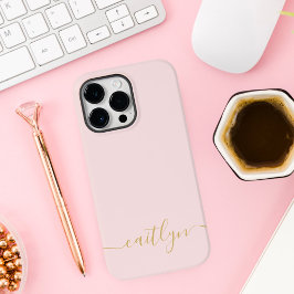 Coque Pour Pour iPhone 14 Pro Max Monogramme rose Fille Script moderne personnalisé