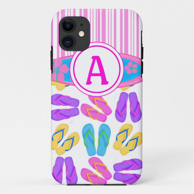 Coques Case-Mate iPhone Monogramme rose Flip Flops Surfboard iPhone 5 Coqu (Dos)