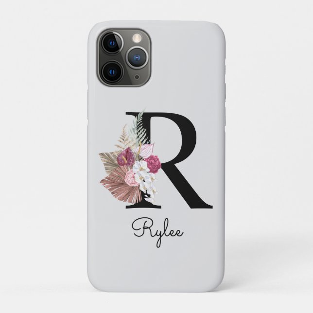 Coques Case-Mate iPhone Monogramme rose Floral initial R (Dos)