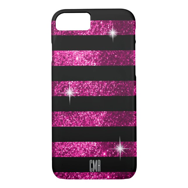 Coques Case-Mate iPhone Monogramme rose-foncé des rayures | de parties (Dos)