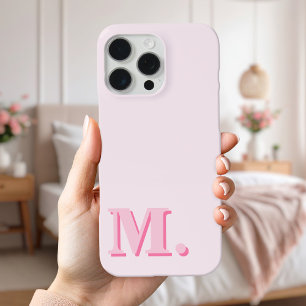 Coques iPhone 16 Pro Max Monogramme rose moderne minimaliste initial