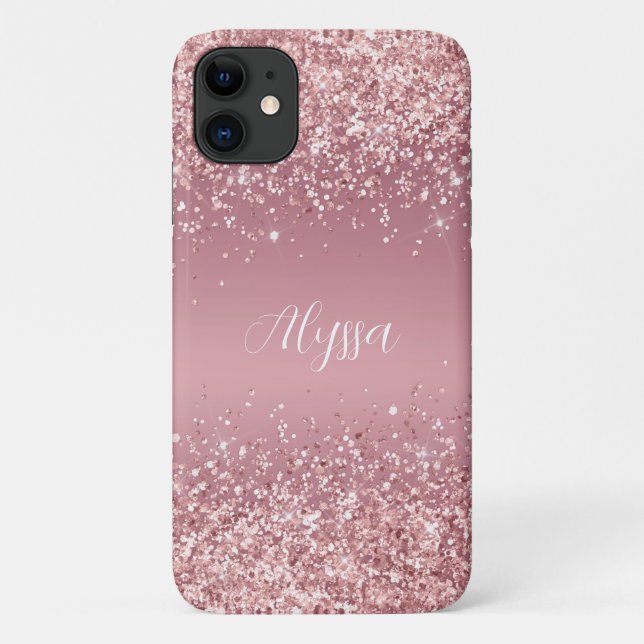Coques Case-Mate iPhone Monogramme rose Parties scintillant or (Dos)