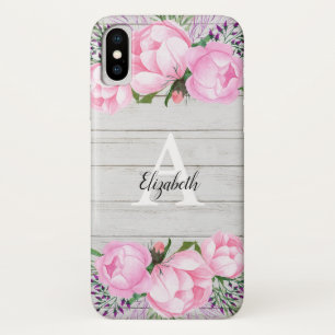Case-Mate iPhone Case Monogramme rose rustique de la pivoine  
