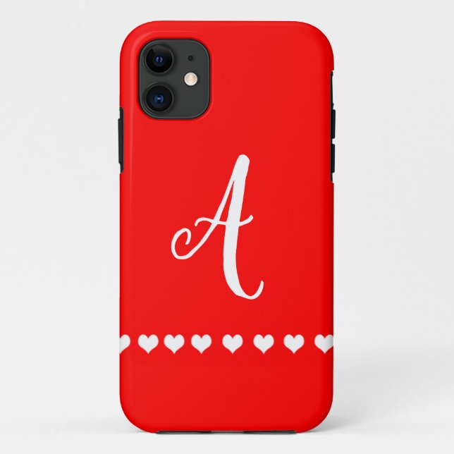 Coques Case-Mate iPhone Monogramme rouge et blanc initial (Dos)