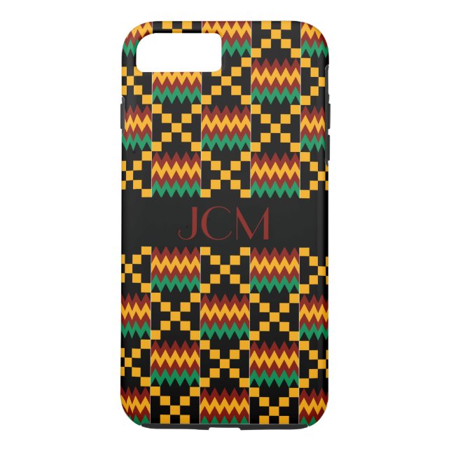 Coques Case-Mate iPhone Monogramme Rouge, Jaune, Vert, Tissu Kente Noir (Dos)