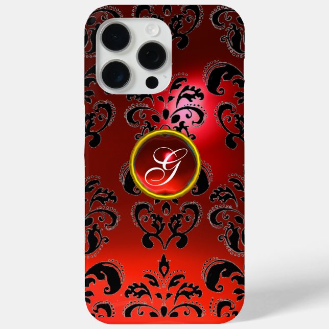 COQUES Case-Mate iPhone MONOGRAMME ROUGE NOIR DOMMASQUE RUBY GEMSTONE (Verso)