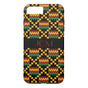Coque Case-Mate Pour iPhone Monogramme rouge, tissu jaune, vert, noir de Kente