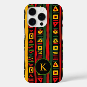 Coques iPhone 16 Pro Monogramme rouge vert jaune noir Mois de l'histoir