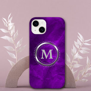 Coque Pour iPhone 14 Monogramme Royal Purple Chrome
