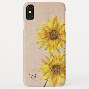 Case-Mate iPhone Case Monogramme rustique Burlap et tournesol