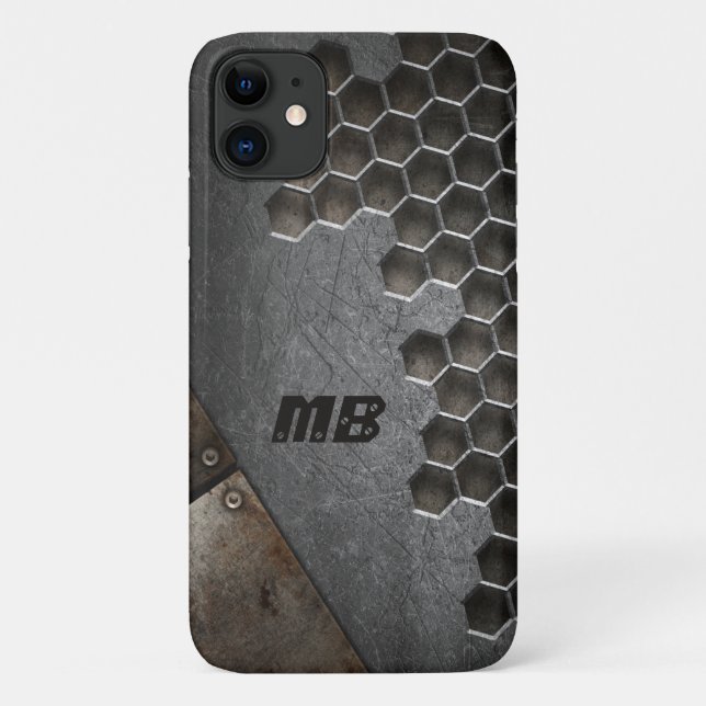 Coques Case-Mate iPhone Monogramme Rustique Grunge Masculine Personnalisé (Dos)