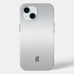 Coque Pour iPhone 15 Monogramme Rustique Turquoise Gris Personnaliser U