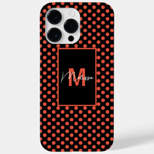 Coque Pour Pour iPhone 14 Pro Max Monogramme Saumon noir pointillé tendance et moder