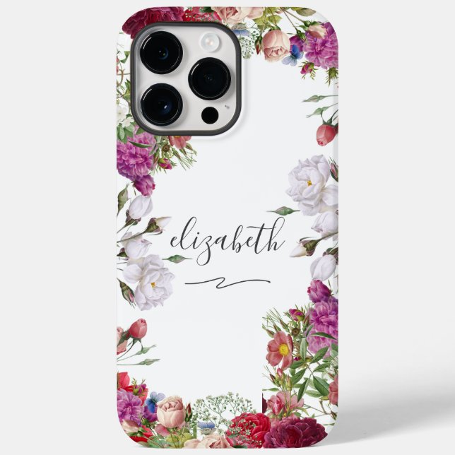 Coques Case-Mate iPhone Monogramme Script Floral Aquarelle Jardin Fleurs (Verso)
