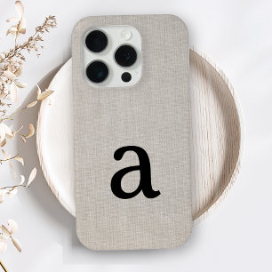 Coque iPhone 15 Pro Monogramme Simple Moderne Minimale Linge Look Init