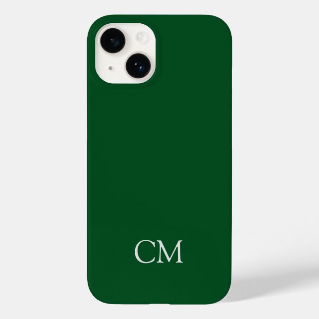 Coques Case-Mate iPhone monogramme simple vert foncé (Verso)