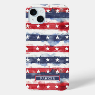 Coque iPhone 15 Mini Monogramme Stars and Stripes