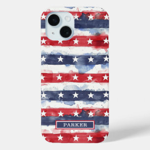 Coque Pour iPhone 15 Monogramme Stars and Stripes