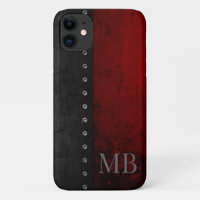 Monogramme Style Rustique Rouge Grunge