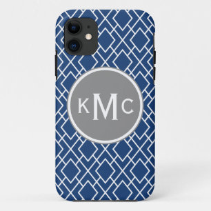 Case-Mate iPhone Case Monogramme Stylish Navy Motif Diamond bleu