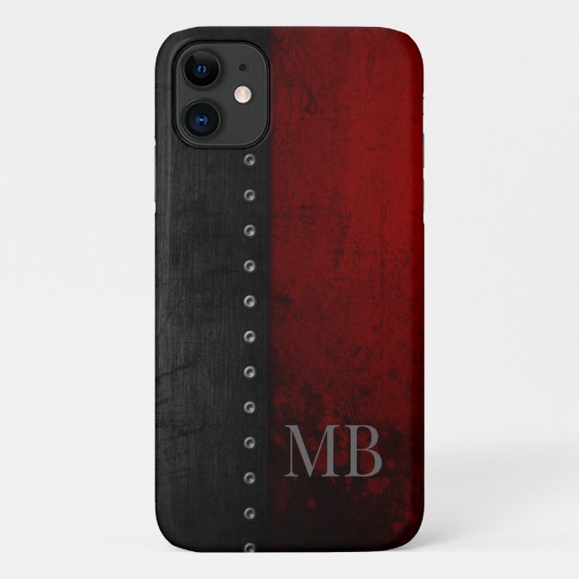 Coques Case-Mate iPhone Monogramme Stylistique Rustique Grunge Rouge (Dos)