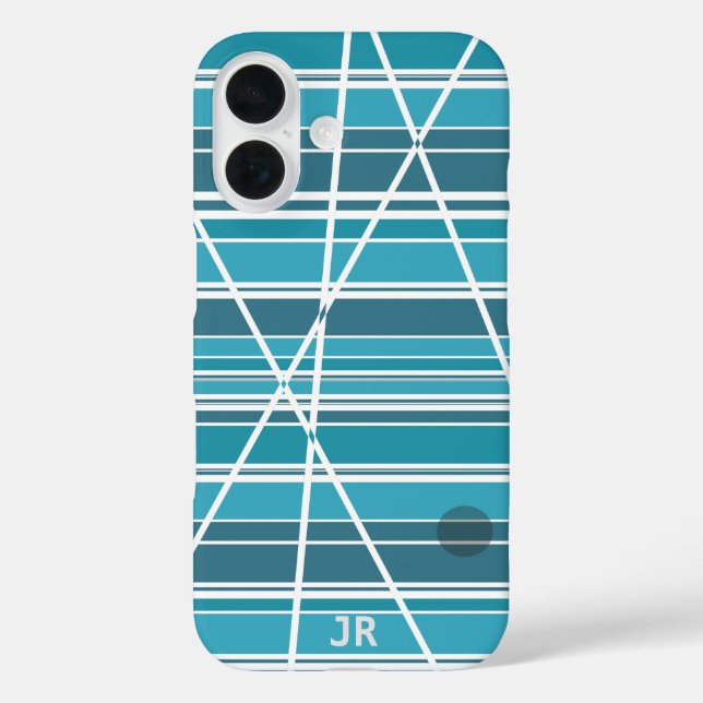 Coques Case-Mate iPhone Monogramme subtil Aqua et blanc Abstrait (Verso)