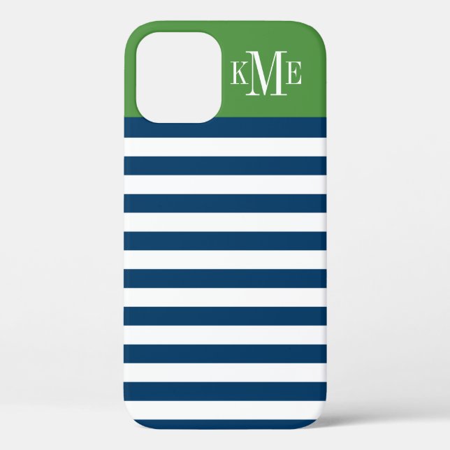 Coques Case-Mate iPhone Monogramme sur mesure de la marine verte moderne (Verso)