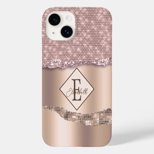 Coques Case-Mate iPhone Monogramme tendance en diamant de cuivre (Verso)