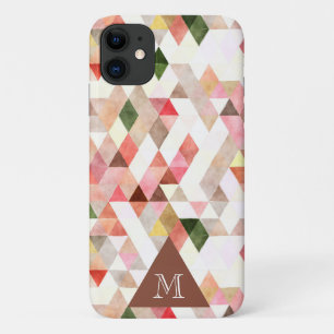 Case-Mate iPhone Case Monogramme Triangle Rose Vert Aquarelle Moderne